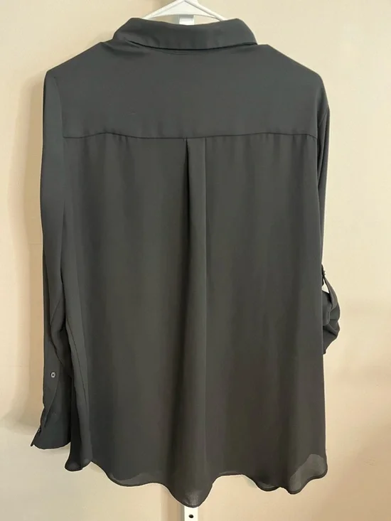 Massimo Black Polyester Button-Down Blouse - Picture 4 of 4
